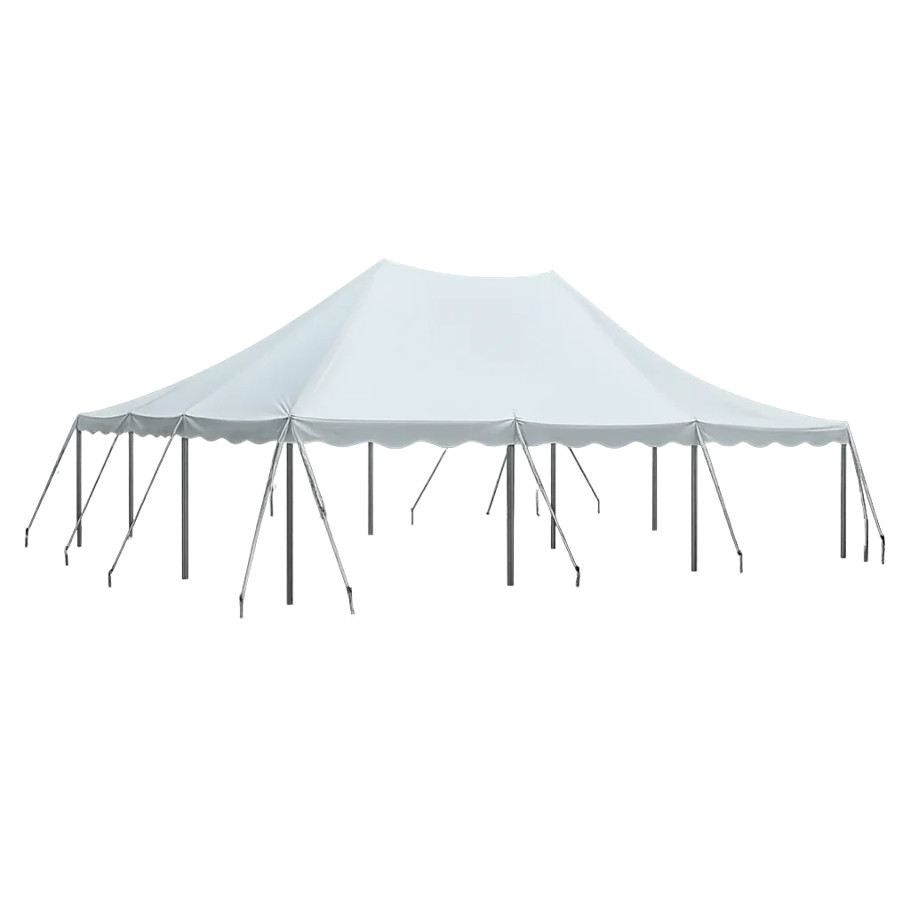 20x30 Pole Tent with White Blockout Vinyl Canopy by Tent and Table
