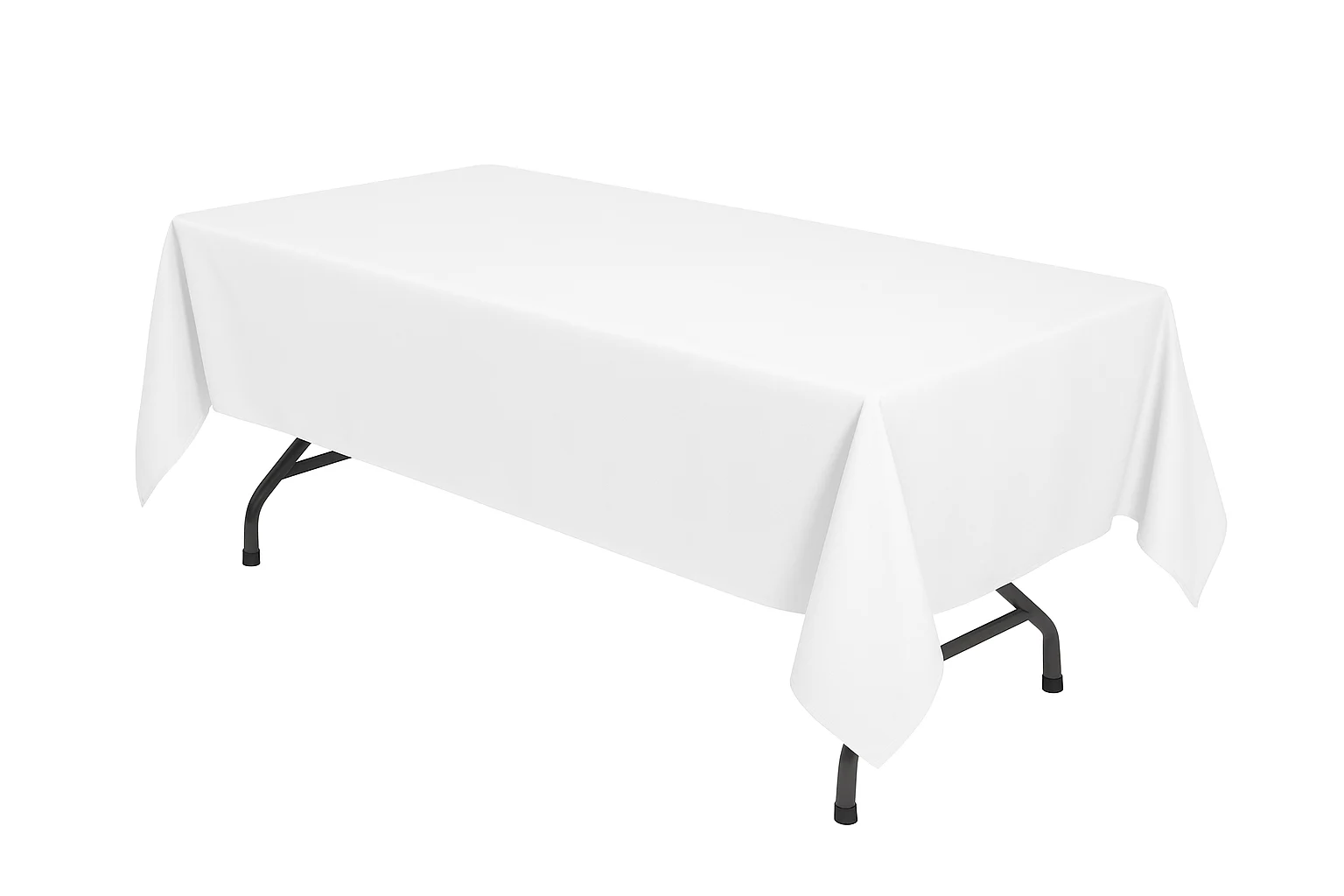 60"x102" White 200GSM Twill Weave Polyester Tablecloth for 6ft Banquet Table