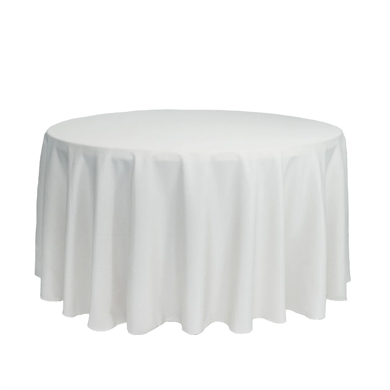 108" White 200GSM Twill Weave Polyester Tablecloth for 60" Round Table