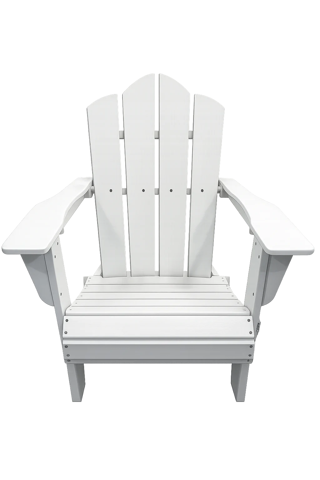 White folding Adirondack chair front view