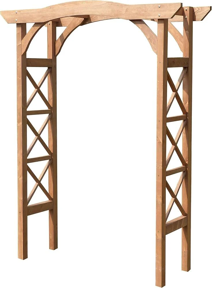 Brown oil-stained Canadian Hemlock, Wooden wedding arbor perfect for ceremonies